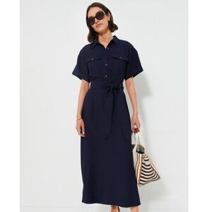 Tuckernuck Navy Lucienne Midi Shirt Dress Size Small New With Tags